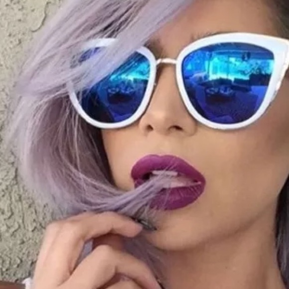 White frame cateye sunglasses retro vintage chic sexy festival metallic rave new